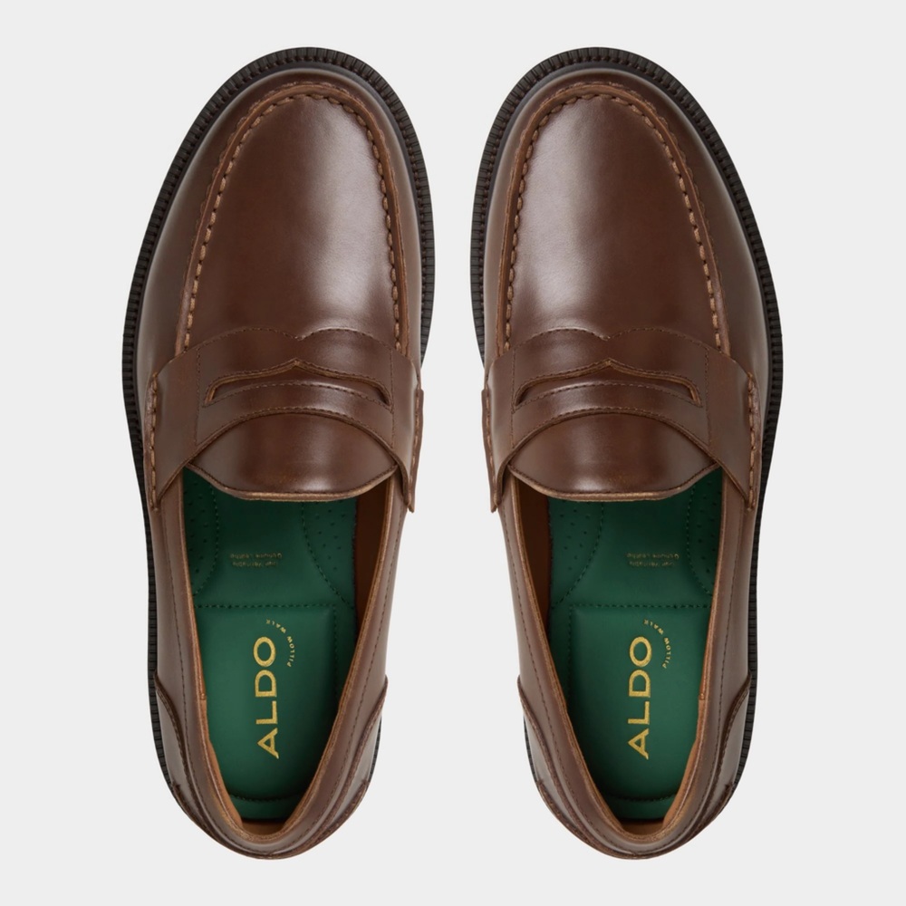 Aldo Men's Classic Brown Leather Loafers